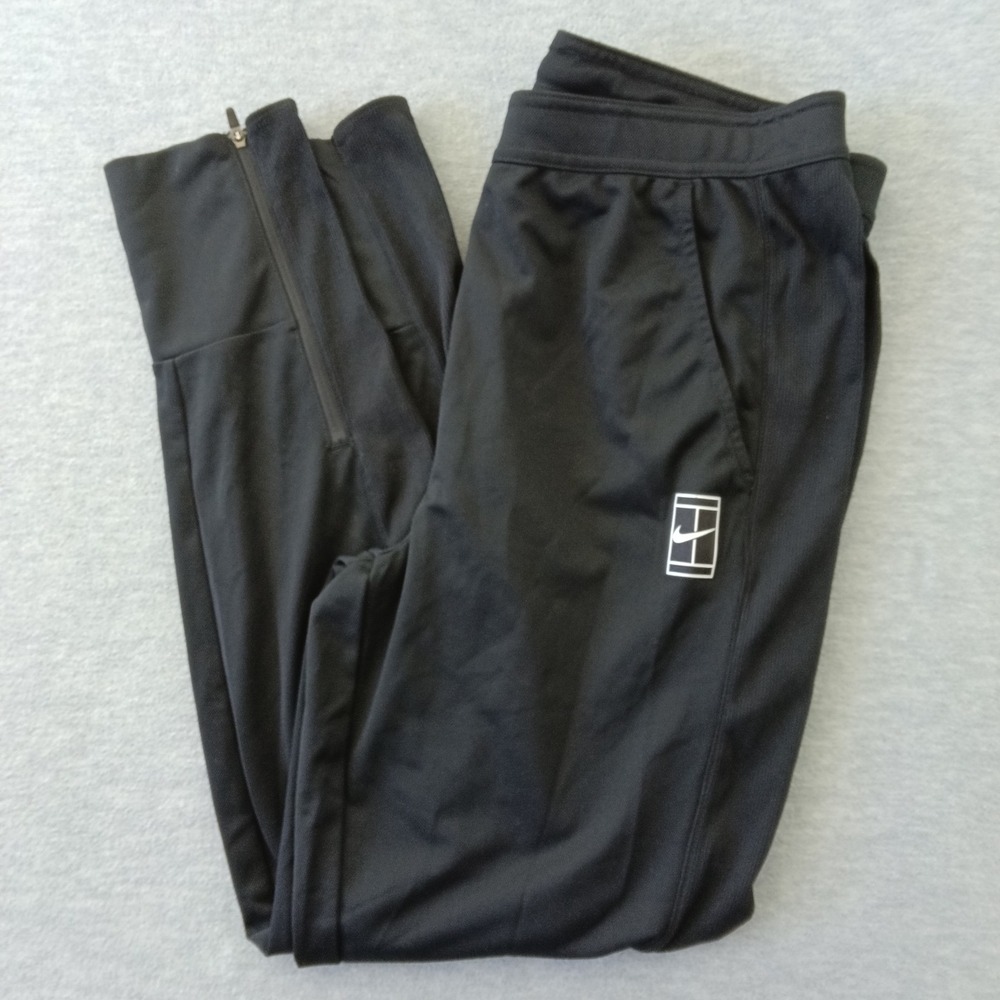 Nike Court Dri-FIT Womens Black Tennis Joggers Tapered Ankle Zip Pants M NEW
